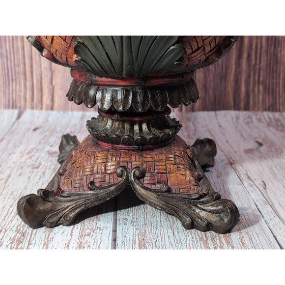 Rare  Exotic Artisan Ornate Footed Fruit Bowl  Pottery Centerpiece Heavy 4.4 lbs - Picture 17 of 17